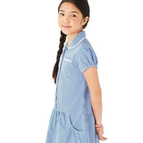 M&S Girls Cotton Gingham School Dresses '5-6 Years Mid Blue 2 per pack