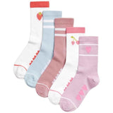 M&S Girls Cotton Rich Ribbed Striped Heart Socks 6 Small-7 Large 5 Pack