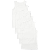 M&S Girls Cotton Vests 5 Pack 2-10 Years White