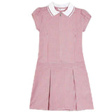 M&S Girls' Gingham Pleated School Dress 4-10 Years Red