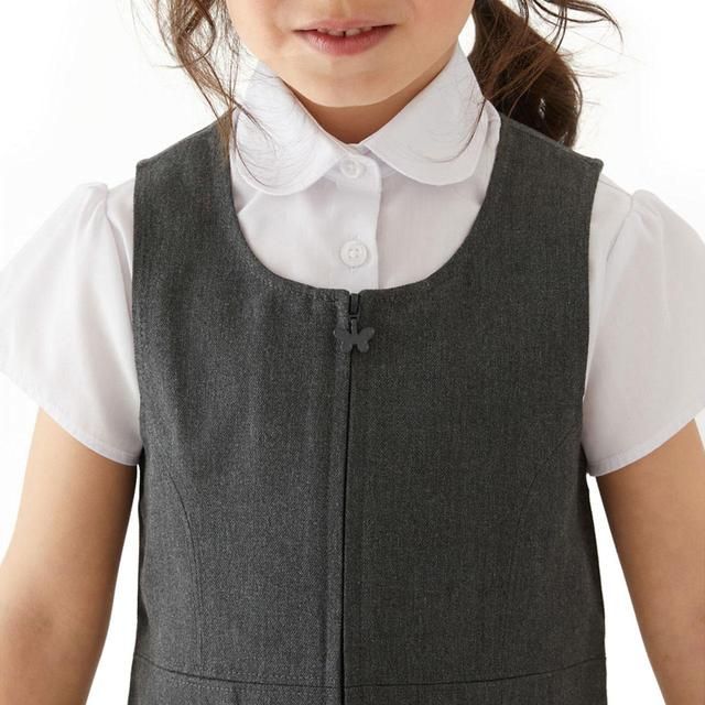 M&S Girls Permanent Pleats School Pinafore 3-10 Years Grey