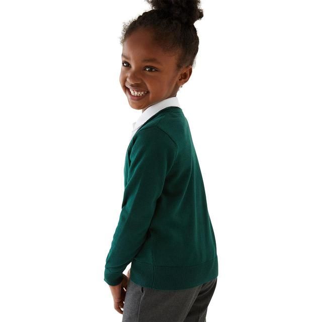 M&S Green 2pk Cotton Cardigan with Staynew 3-14 Years