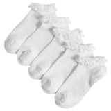M&S Kids 5 Pack Frill Edge Socks Size 8-7 White