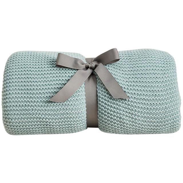 M&S Knitted Tassel Throw 1SIZE Duck Egg