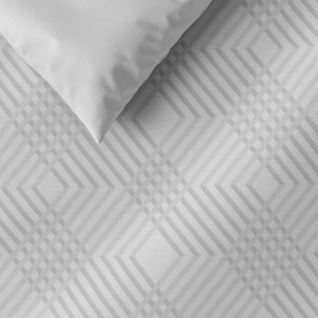 M&S Pure Cotton Geometric Sateen Bedding Set Grey