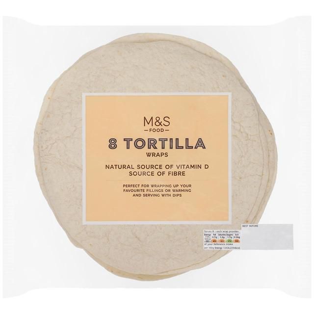 M&S Soft Tortilla Wraps 8 per pack