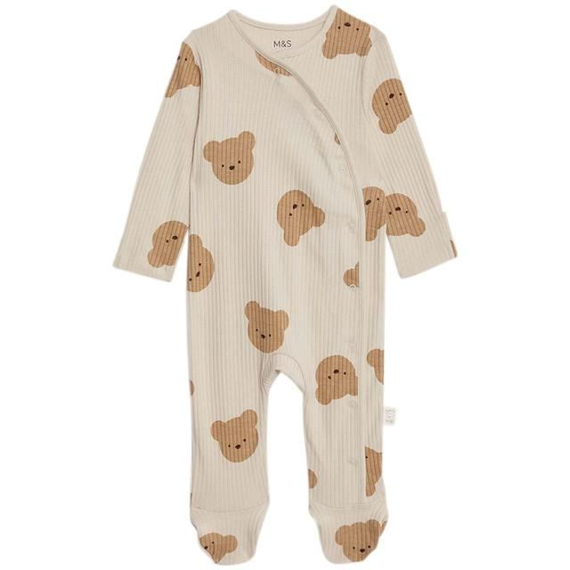 M&S Spencer Bear Sleepsuit Newborn-12 Months Mink