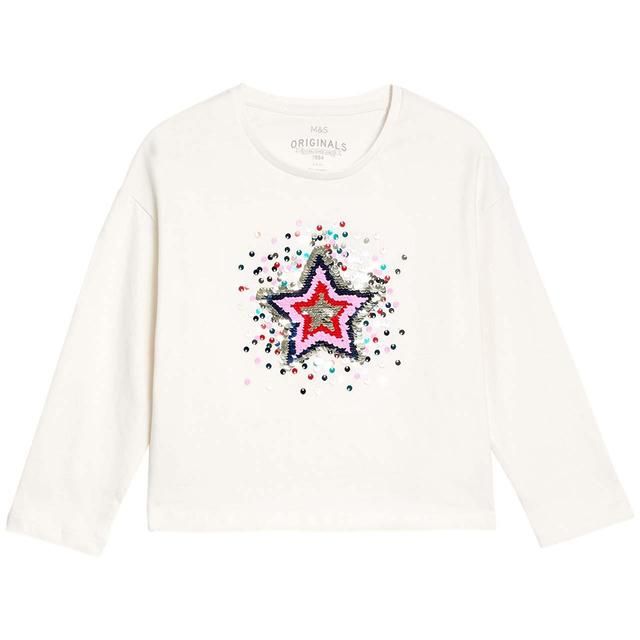 M&S Star Sequin Tee 4-5 Years Ivory