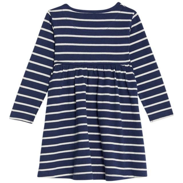 M&S Striped Long Sleeve Dress 0 Months-3 Years Navy