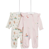 M&S Teddy Bear Sleepsuits 0 Months-3 Years Peach