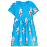 M&S Unicorn Ice Cream Cotton Dress 2-7 Years Blue