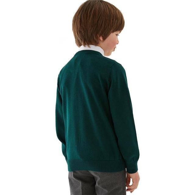 M&S Unisex 2Pk Green Cotton Jumper with Staynew 3-14 Y
