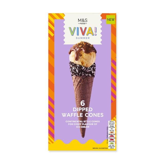 M&S VIVA 6 Dipped Waffle Cones 6 per pack