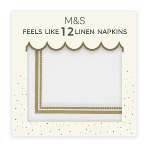 M&S White & Gold Feels Like Linen Napkins 12 per pack