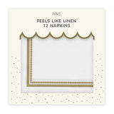 M&S White & Gold Feels Like Linen Napkins 12 per pack