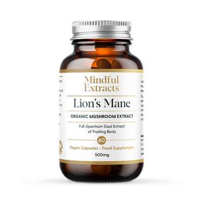 Holland & Barrett Mindful Extracts Organic Lions Mane Mushroom Extract 60 Vegan Capsules- Buy online at McGrocer