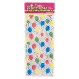 Cello bags with balloon design. Twist ties included. Pack of 20. Size: (approx) 11in x 5in. Supplied by Unique Party.