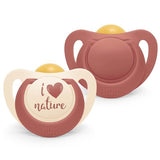 NUK for Nature Baby Dummy 0-6 Months Terracotta Red, 2 Pack