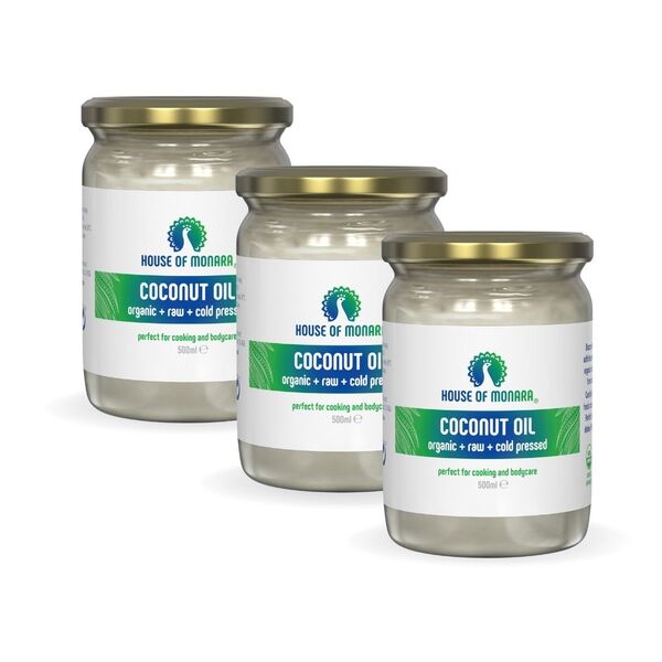 House of Monara Organic Extra Virgin Coconut Oil 500ml x3