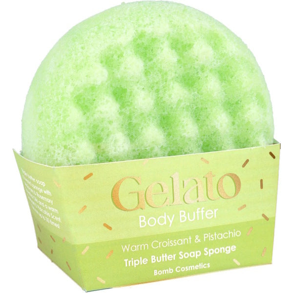 Bomb Cosmetics Gelato Body Buffer Sponge Warm Croissant & Pistachio