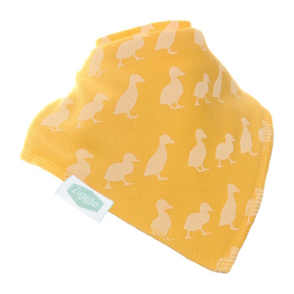 Ziggle Bandana Dribble Bib - Yellow Waddling Ducks