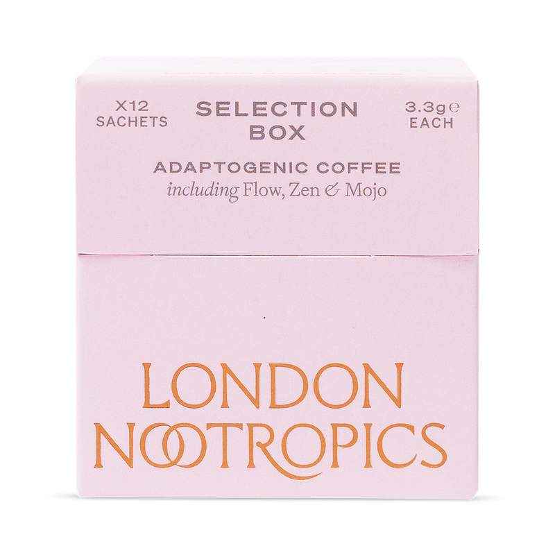London Nootropics Adaptogenic Coffee Selection Box Flow Zen Mojo 12 Sachets