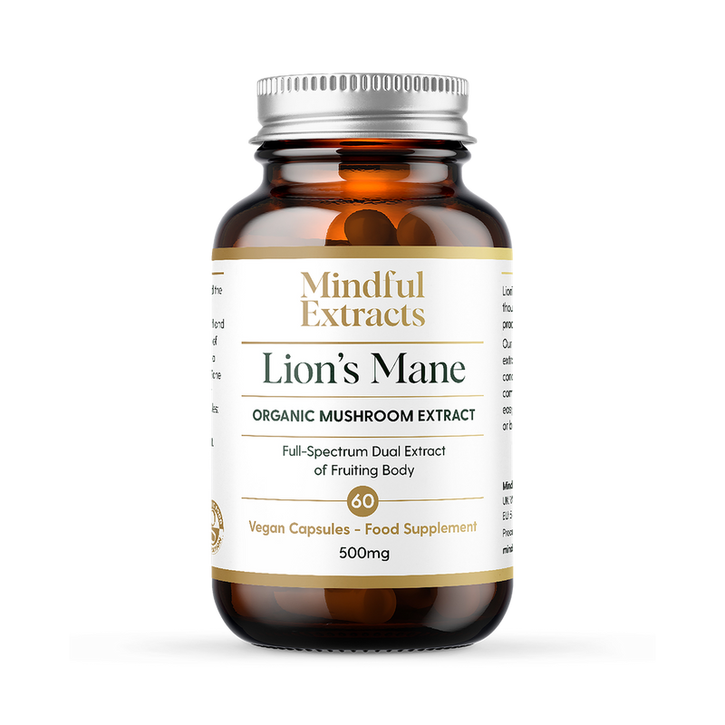 Mindful Extracts Organic Lions Mane Mushroom Extract 60 Vegan Capsules