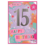 Simon Elvin Paint Splatter 15th Birthday Card (Pack of 6)