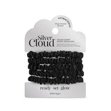 Silver Cloud Silver Ion Infused Satin Skinny Scrunchies Black 5 Pack