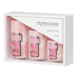 Livingandhome 3pcs Rose Scented Cylindrical Candle Set