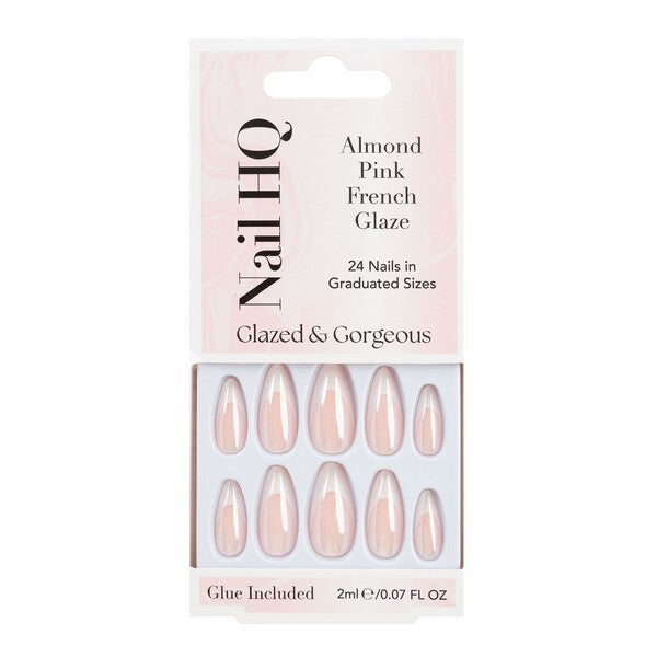 Nail HQ Almond Pink French Glaze Nails (24 Pieces)