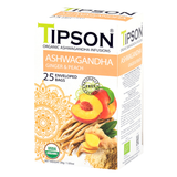 Tipson Organic Ashwagandha Ginger & Peach (25 Enveloped Tea Bags) - Ginger & Peach