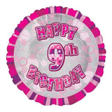Unique Party Happy 9th Birthday Glitz Foil Balloon