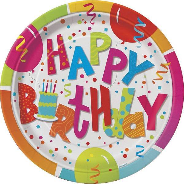 Unique Party Jamboree Happy Birthday Party Plates(Pack of 8)