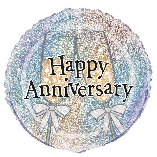 Unique Party Happy Anniversary Prism Foil Balloon