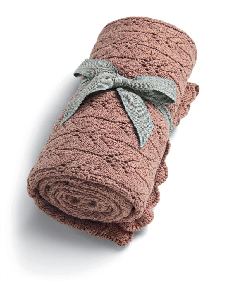 Mamas & Papas knitted baby blanket in Wildflower dusty peony, UK version