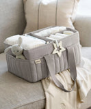 Mamas & Papas grey waffle nappy caddy with handles (British brand)