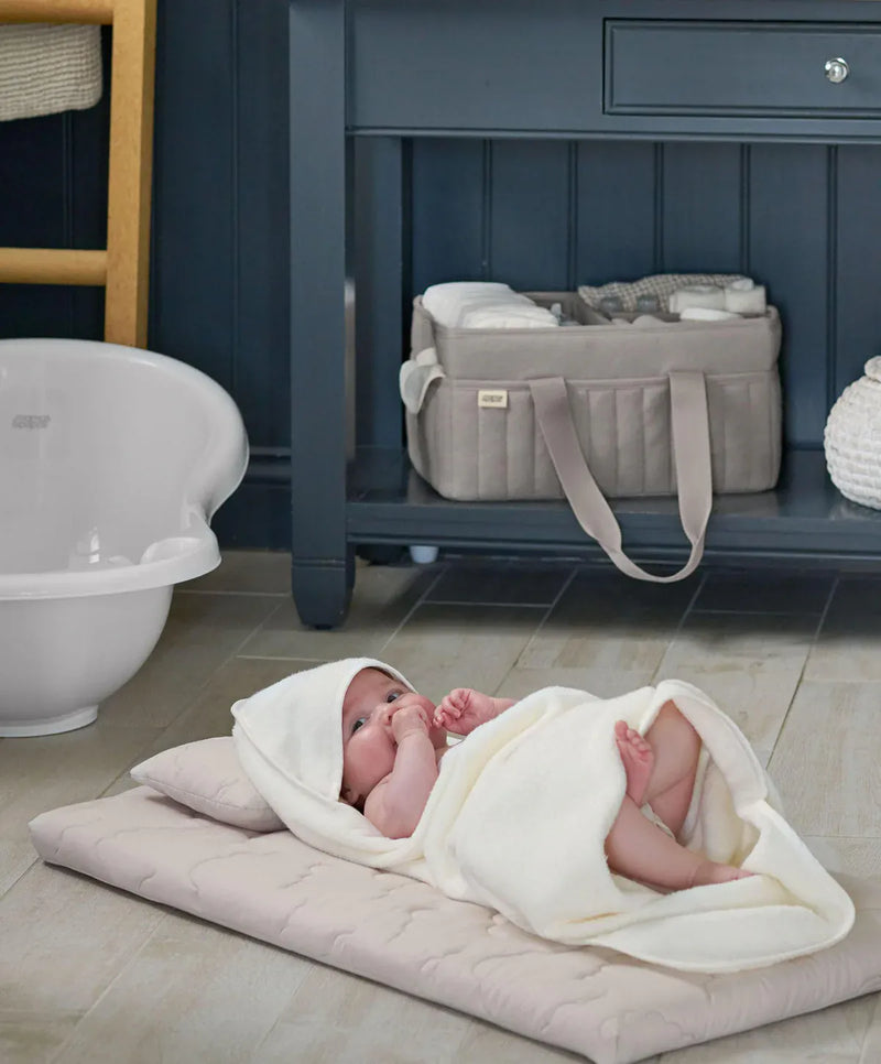 Mamas & Papas grey waffle nappy caddy with handles (British brand)