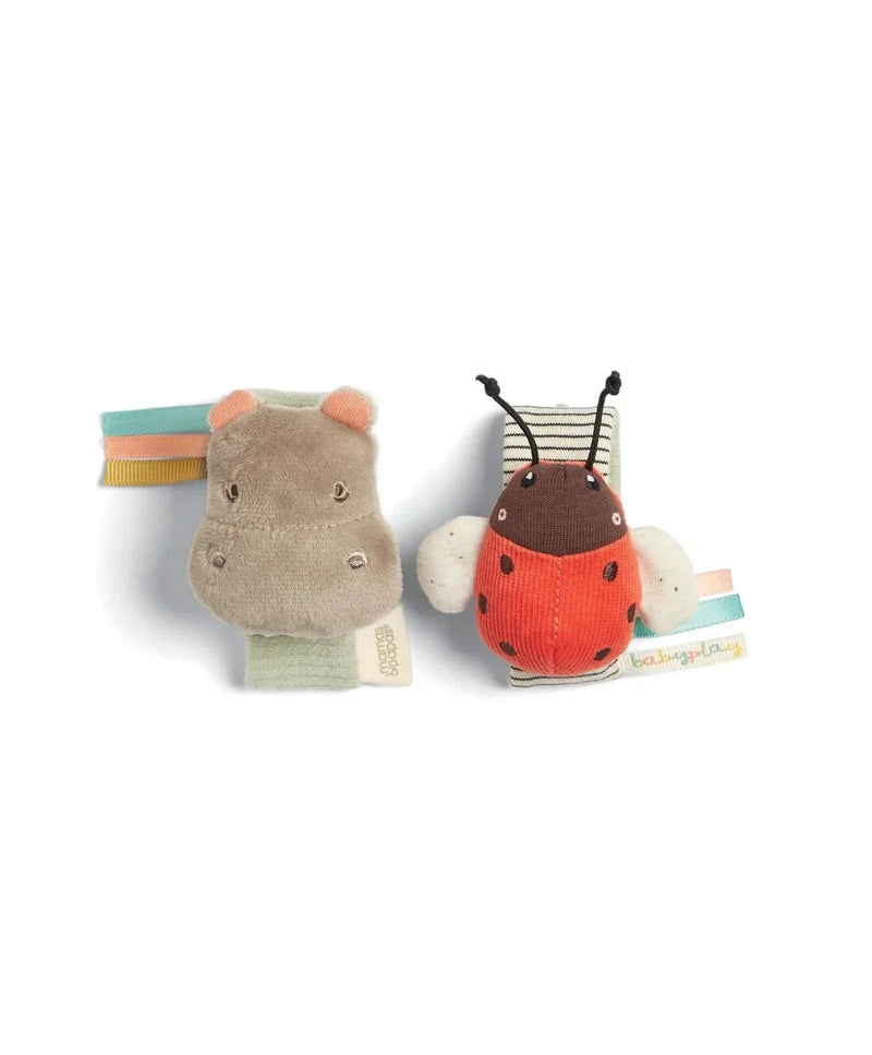 Mamas & Papas wrist rattle hippo and ladybird 2 pack (British brand)
