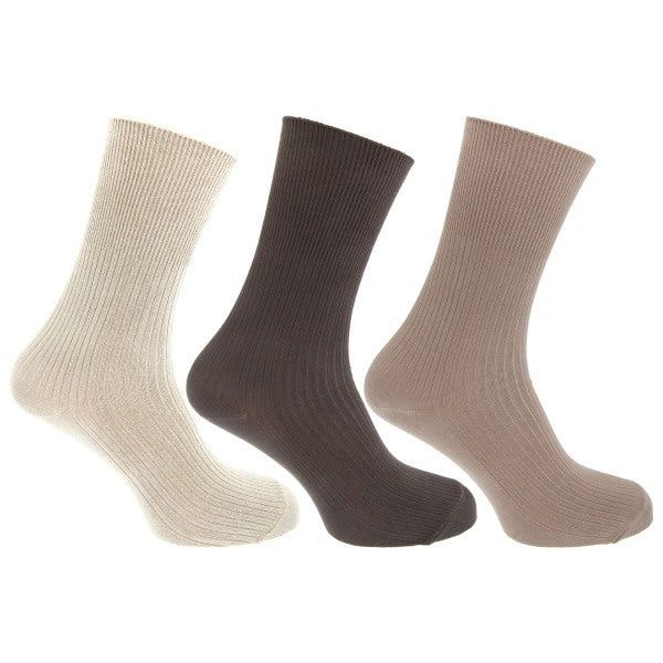Mens Bamboo Viscose Socks (Pack Of 3) (UK Shoe 6-11) Cream/Brown/Beige / 1EA