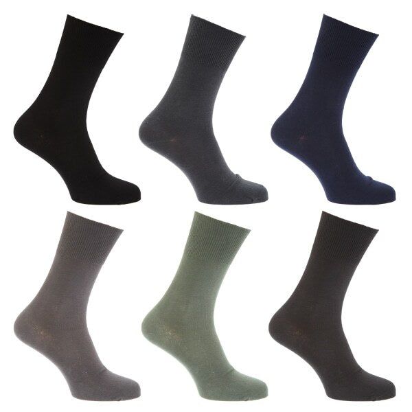Mens Non Elastic Diabetic Socks (Pack Of 6) (UK Shoe 6-11) Black/Grey/Navy / 1EA