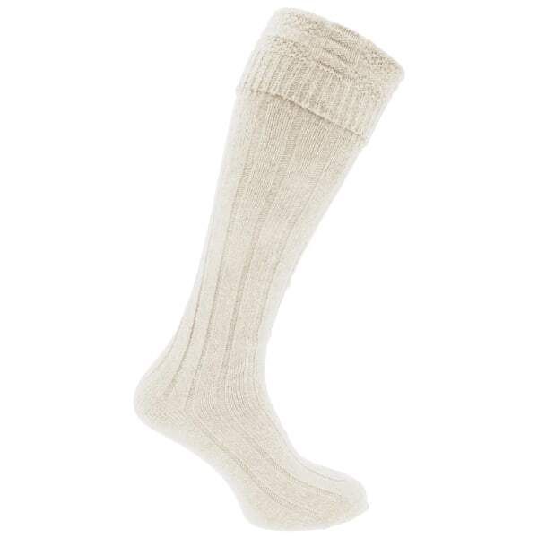 Mens Scottish Highland Wear Wool Socks (1 Pair) (6-11) Cream / 130.0EA