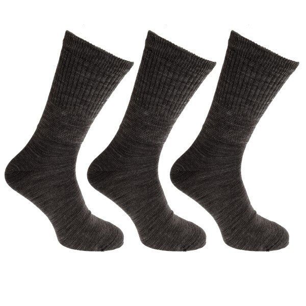 Mens Wool Blend Diabetic Extra Wide Socks (3 Pairs) (6-11) Charcoal / 1EA