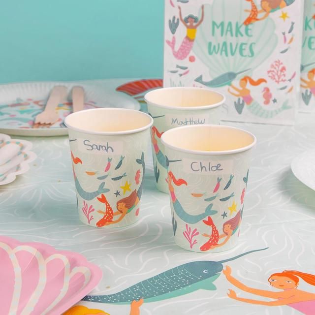 Mermaid Recyclable Paper Cups 8 per pack