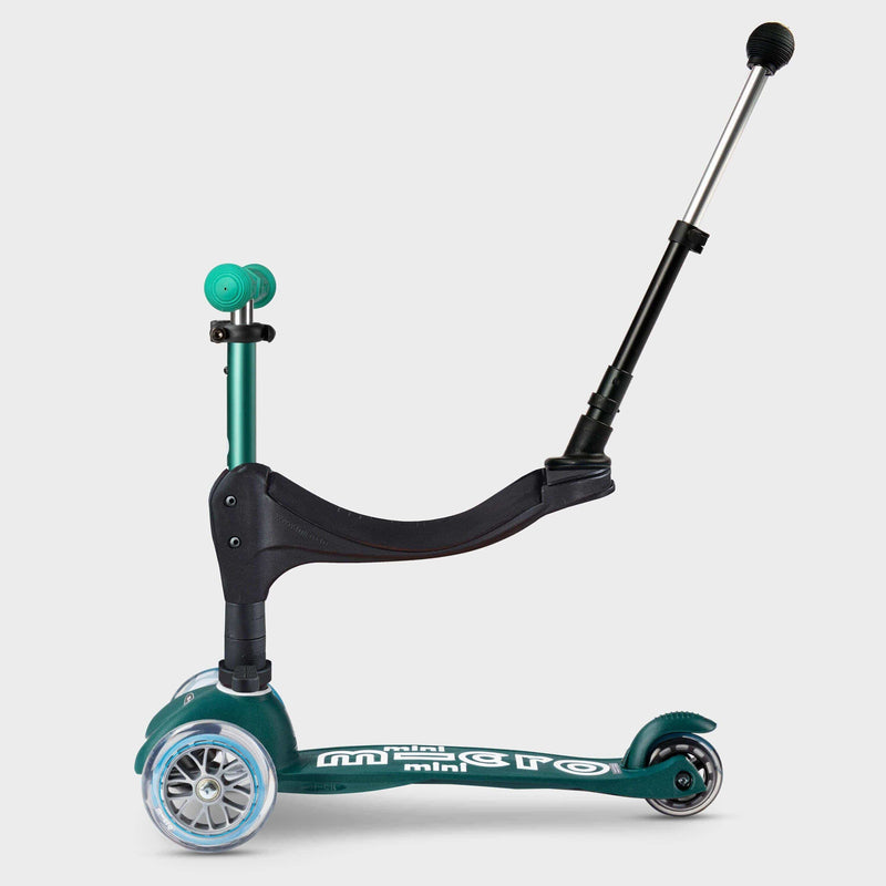 Micro Scooter 3in1 Deluxe Plus eco green with push handle (British brand)