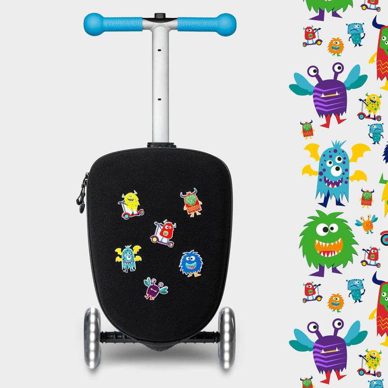 Micro Junior Luggage scooter suitcase in blue (British brand)