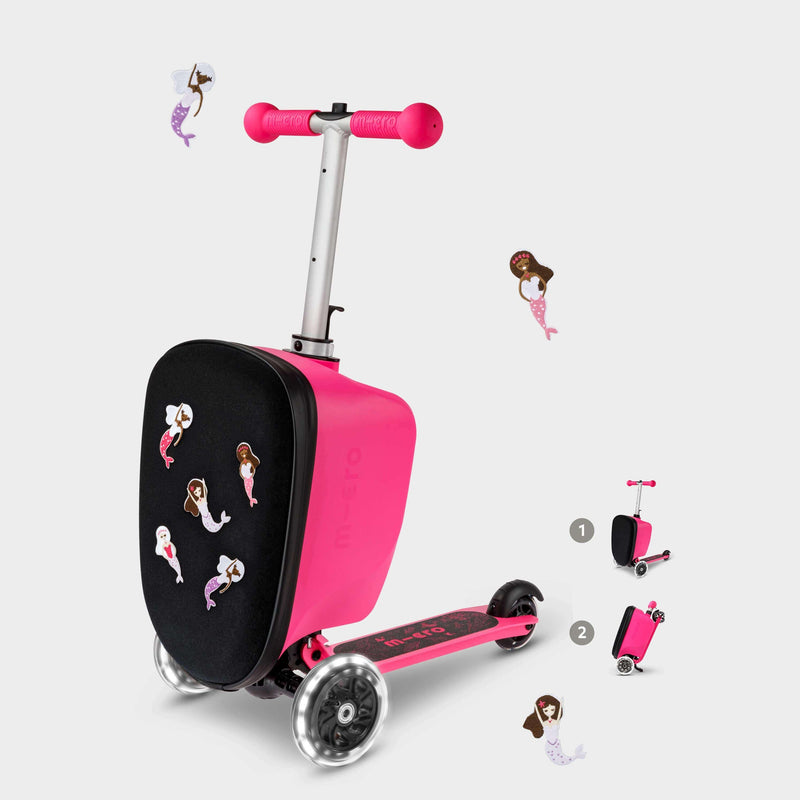 Micro kids scooter suitcase in pink (British brand)