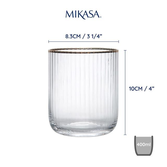 Mikasa Sorrento 4pc Stemless Glasses 400ml Gift boxed 4 per pack