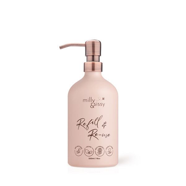 milly&sissy Refillable Aluminium Bottle in Blush 500ml