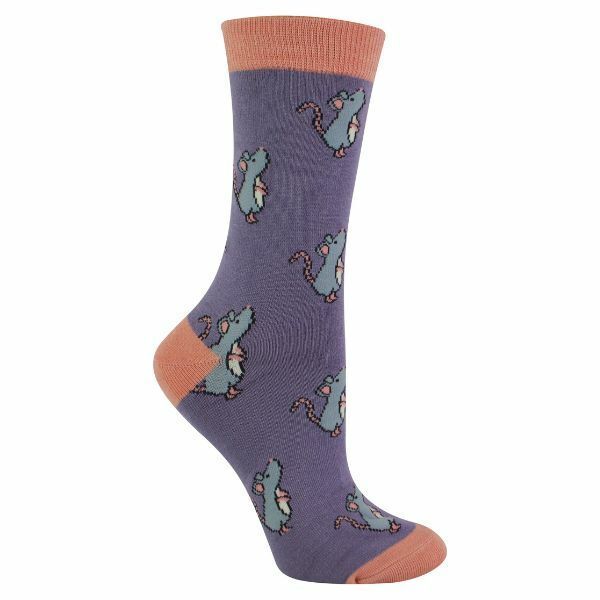 Miss Sparrow Ladies Animal Design Bamboo Socks 4-7 UK Mice (Lilac) / 1EA
